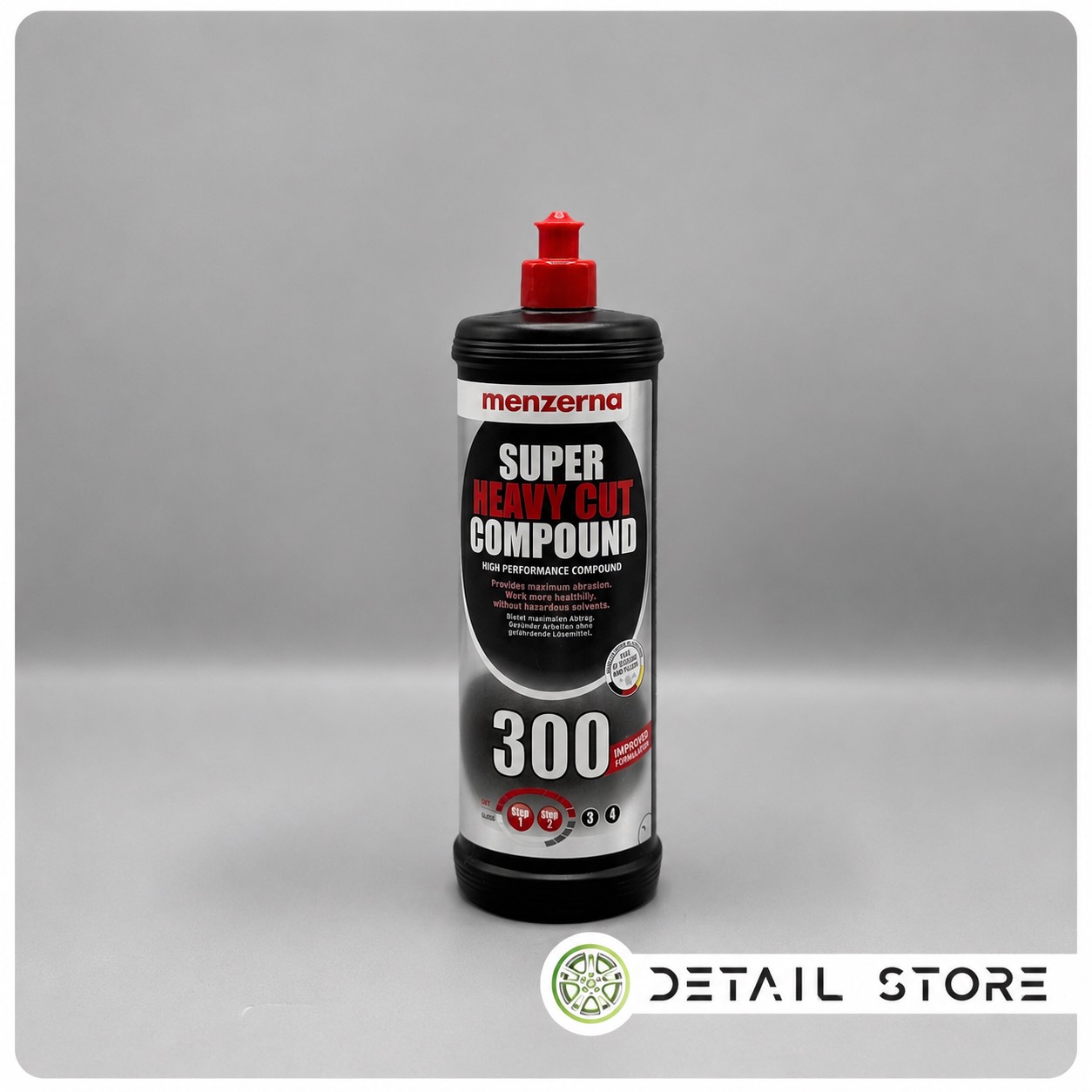 پولیش خیلی زبر 300 یک لیتری با فرمول بهبود یافته منزرنا مدل Menzerna Super Heavy Cut Compound Improved Formula 300 1L